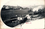 Postkarte Adorf 1904 Bahnübergang Jugelsburg mit Dampflok